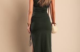 Elegancka sukienka maxi w kolorze oliwkowym