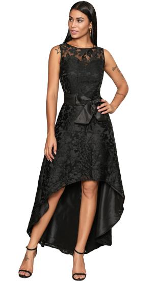 Elegancka mini sukienka bez rękawów z piękną koronką Suzan, czarna