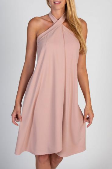 Mini sukienka z dekoltem typu halter Maxwell, różowa